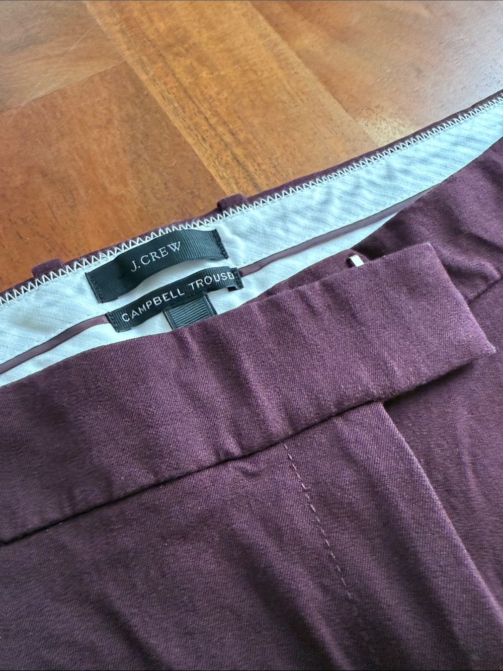 J. Crew Women’s Campbell Trousers Straight Leg in Burgundy 14 Tall Inseam 32